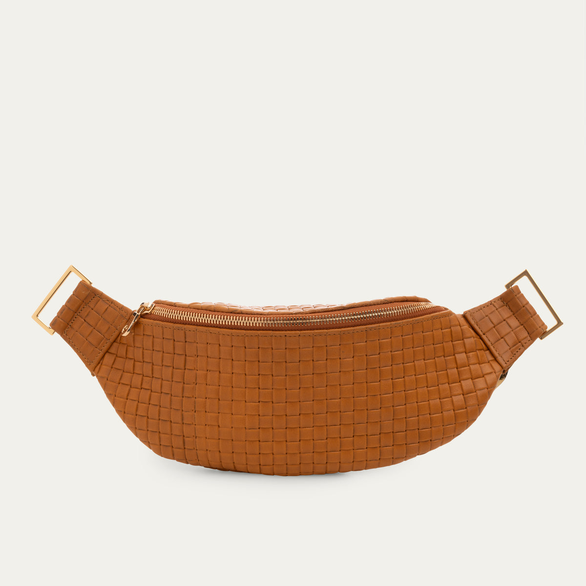 Fanny Pack + Crossbody Bag | Cognac Woven + Gold Hardware - PaulyJen