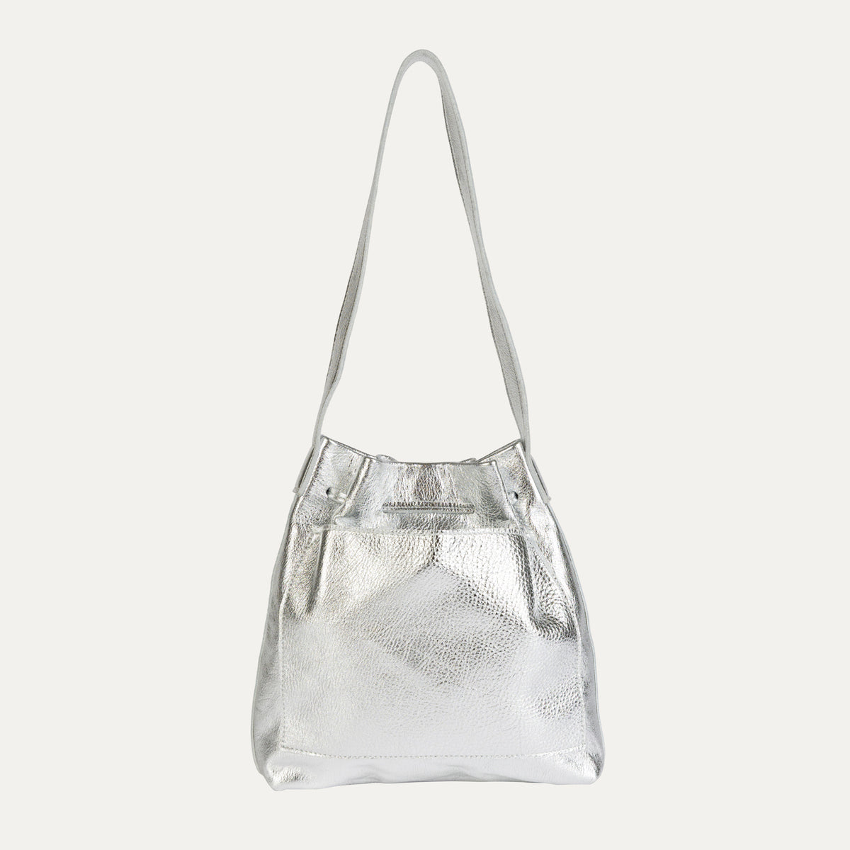 Shoulder Bag | Silver Metallic Leather - PaulyJen