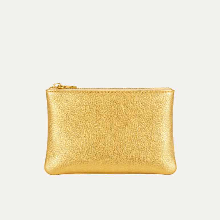 Pauly Pouch Organizer | Gold Metallic Leather + Gold Hardware - PaulyJen