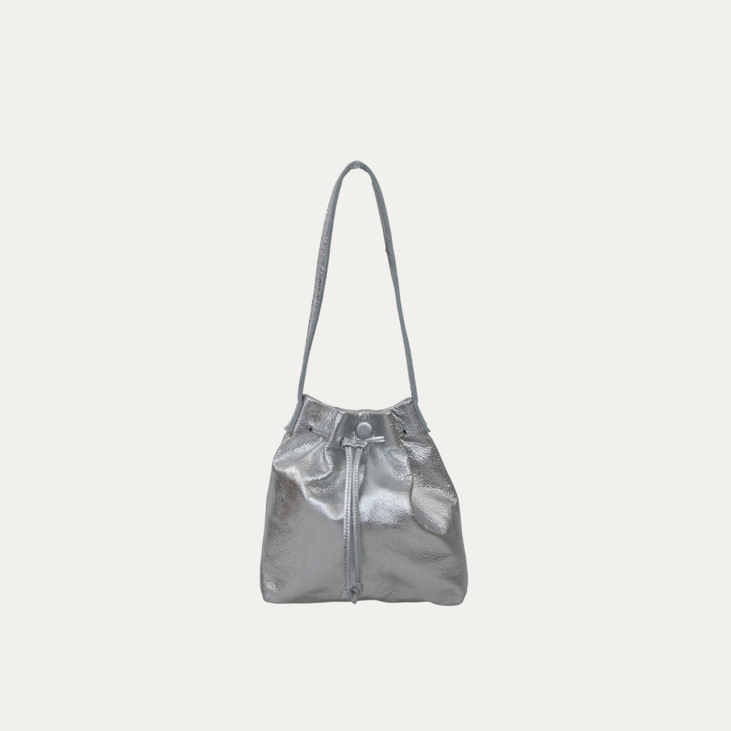 Shoulder Bag | Silver Metallic Leather - PaulyJen