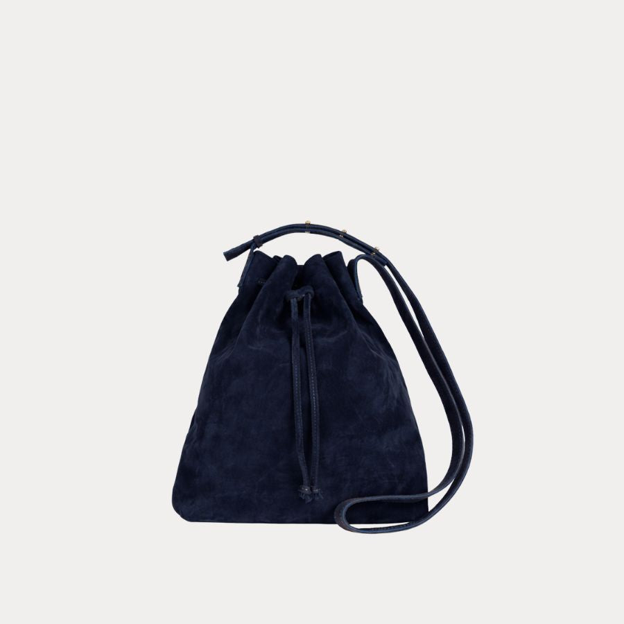 Medium Crossbody Tote Bag | Navy Blue Suede