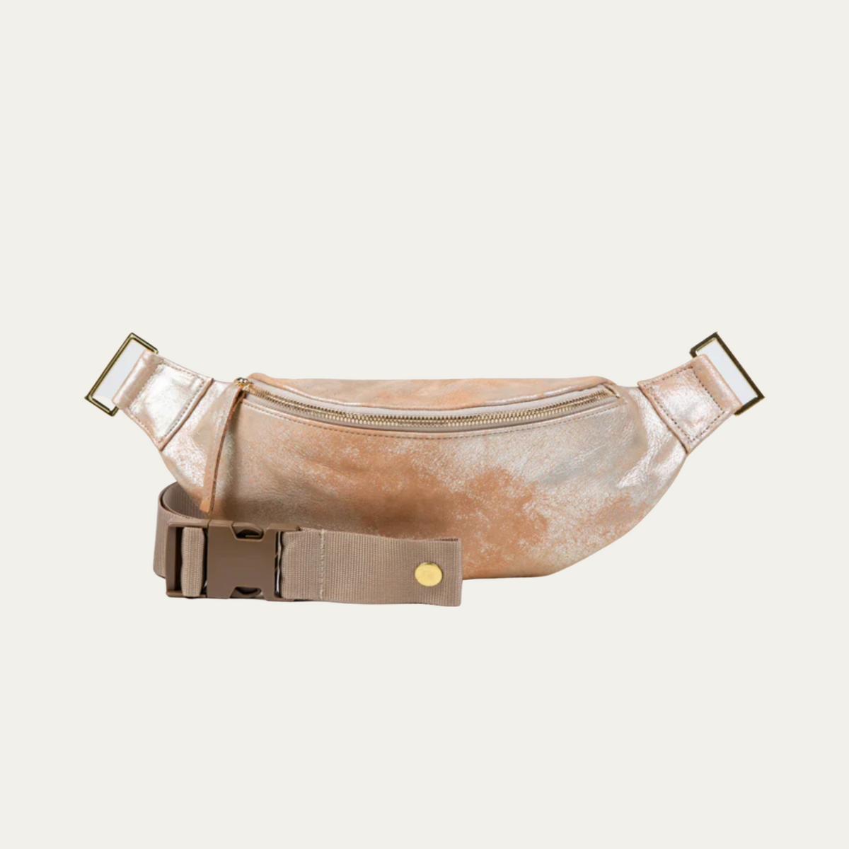 Fanny Pack Crossbody Bag Blush Metallic Gold Hardware PaulyJen