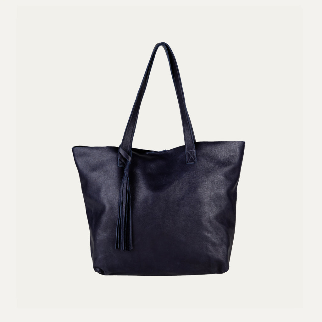 Navy Leather/Los Angeles Tote Bag - PaulyJen