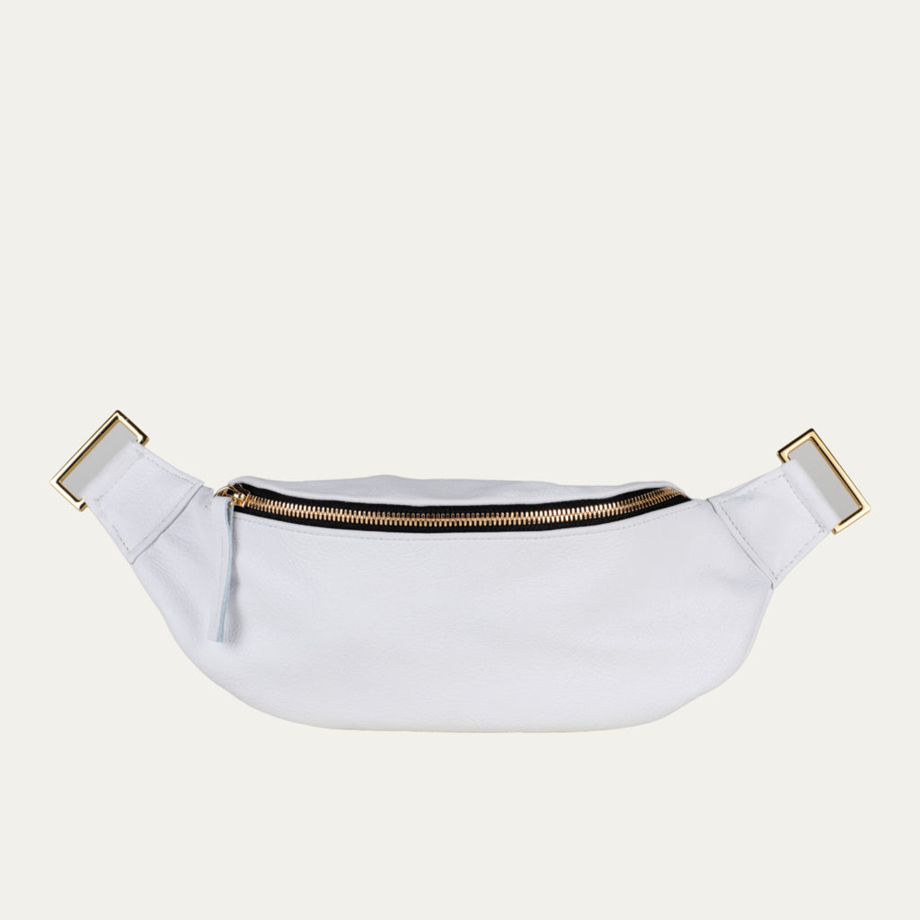 White Leather with Gold Hardware Crossbody and Fanny Pack - PaulyJen