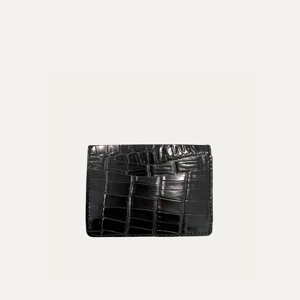 Card Holder | Black Croc Print Patent Leather