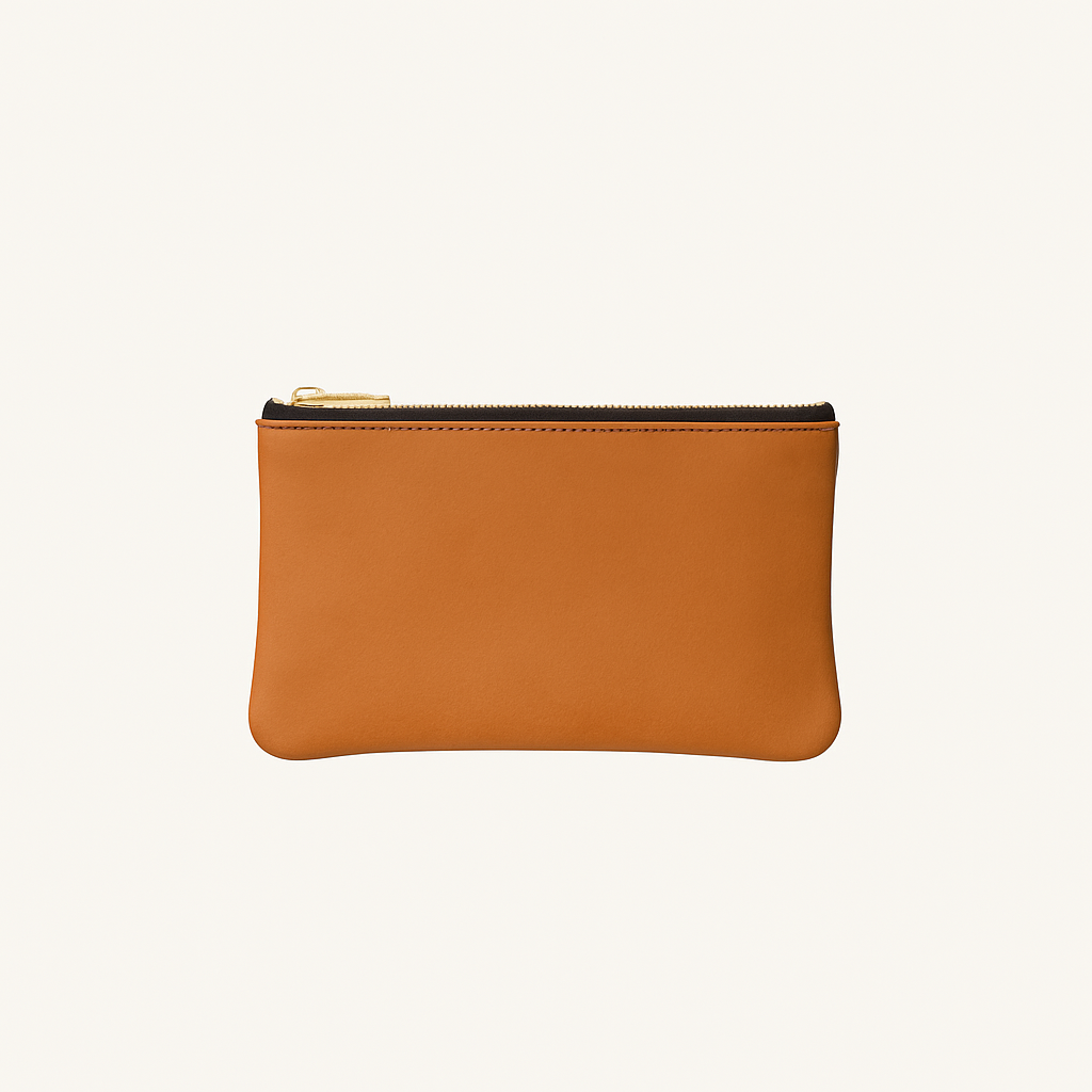 Pauly Pouch Organizer | Smooth Cognac Leather + Gold Hardware