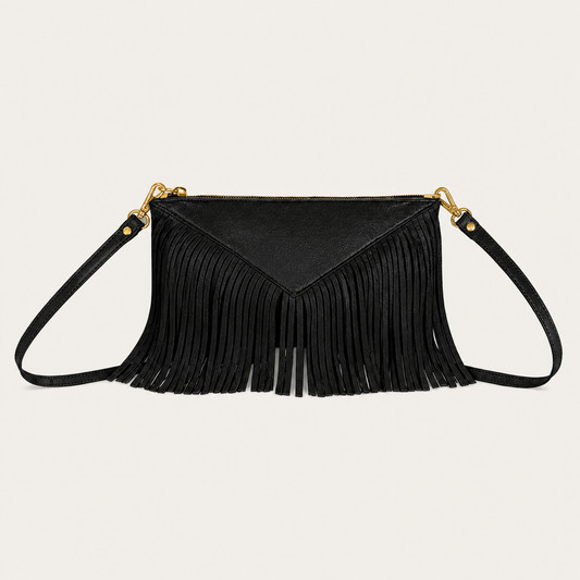 Crossbody Fringe Clutch | Black