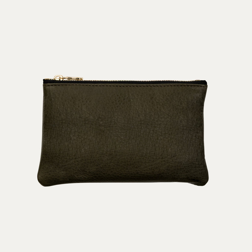 Pauly Phone Pouch | Black Leather + Gold Hardware