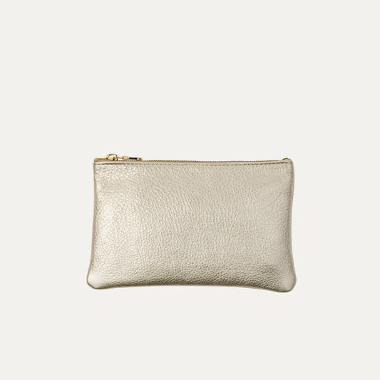Pauly Pouch Organizer | Champagne Gold Leather + Gold Hardware - PaulyJen