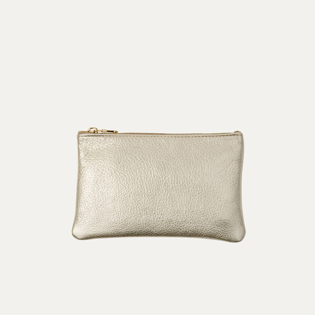 Pauly Pouch Organizer | Champagne Gold Leather + Gold Hardware
