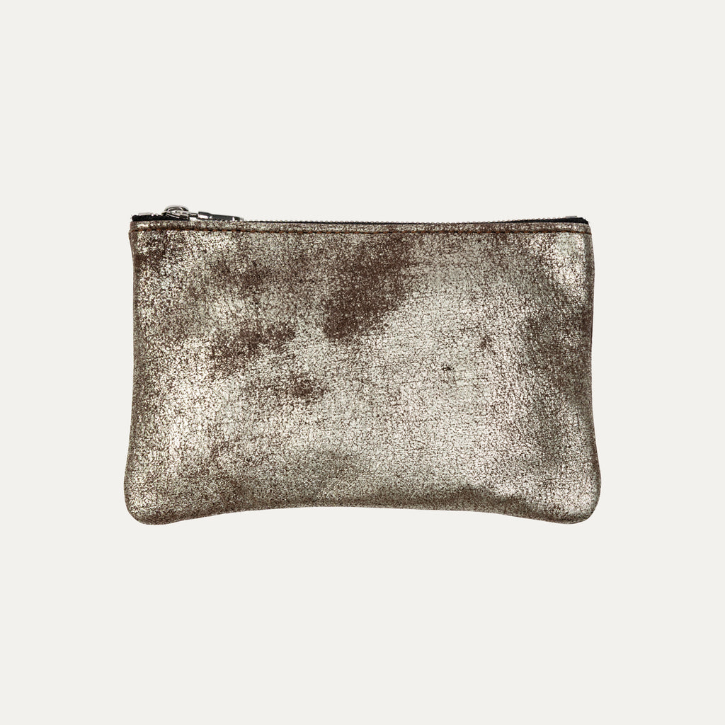 Pauly Pouch Organizer |Chocolate Brown Metallic Leather + Silver Hardware - PaulyJen