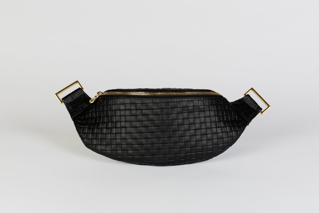 Fanny Pack + Crossbody Bag |Black Woven + Gold Hardware