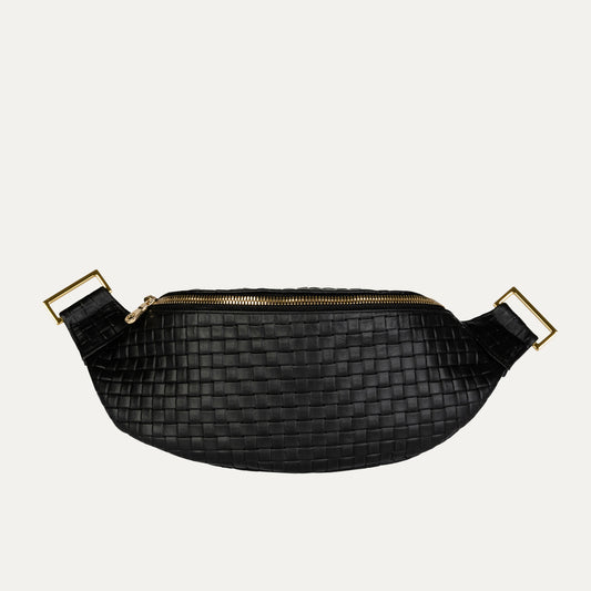 Fanny Pack + Crossbody Bag |Black Woven + Gold Hardware - PaulyJen