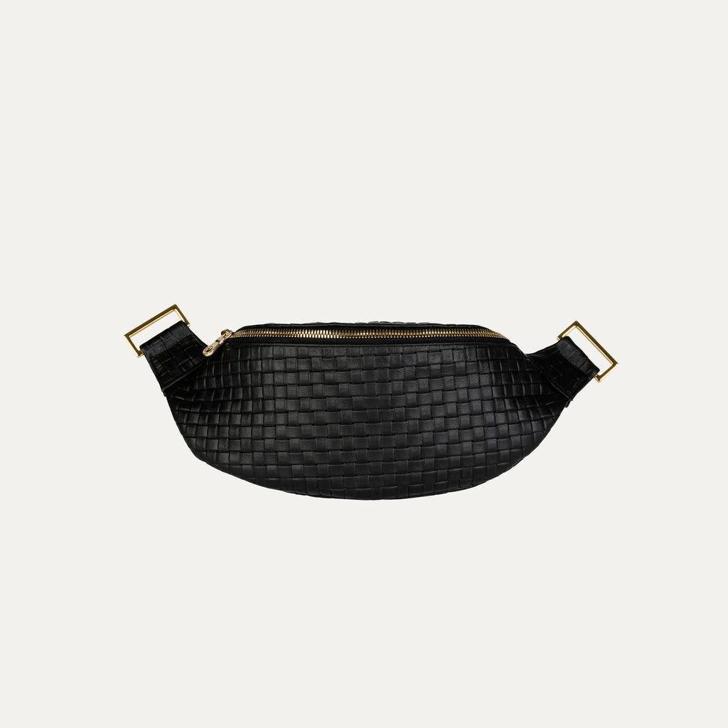 Fanny Pack + Crossbody Bag |Black Woven + Gold Hardware - PaulyJen