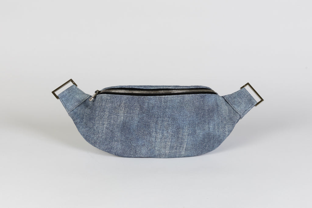 Fanny Pack + Crossbody Bag | Denim Leather + Silver Hardware - PaulyJen