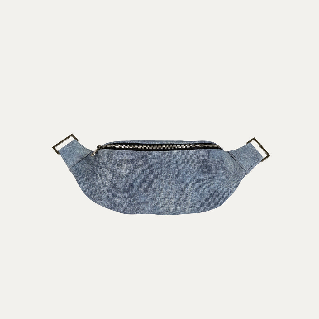 Fanny Pack + Crossbody Bag | Denim Leather + Silver Hardware - PaulyJen
