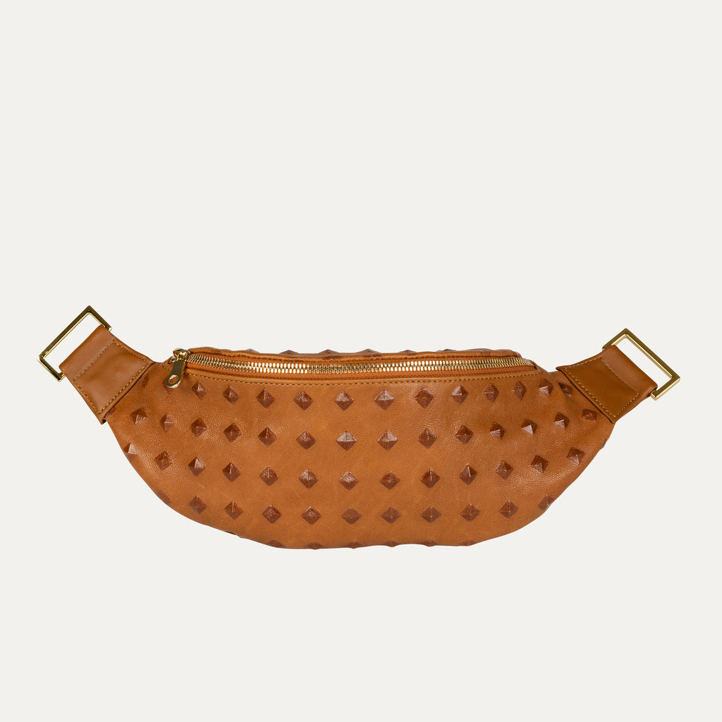 Cher Fanny Pack + Crossbody Bag | Cognac Lamb Skin+ Gold Hardware - PaulyJen
