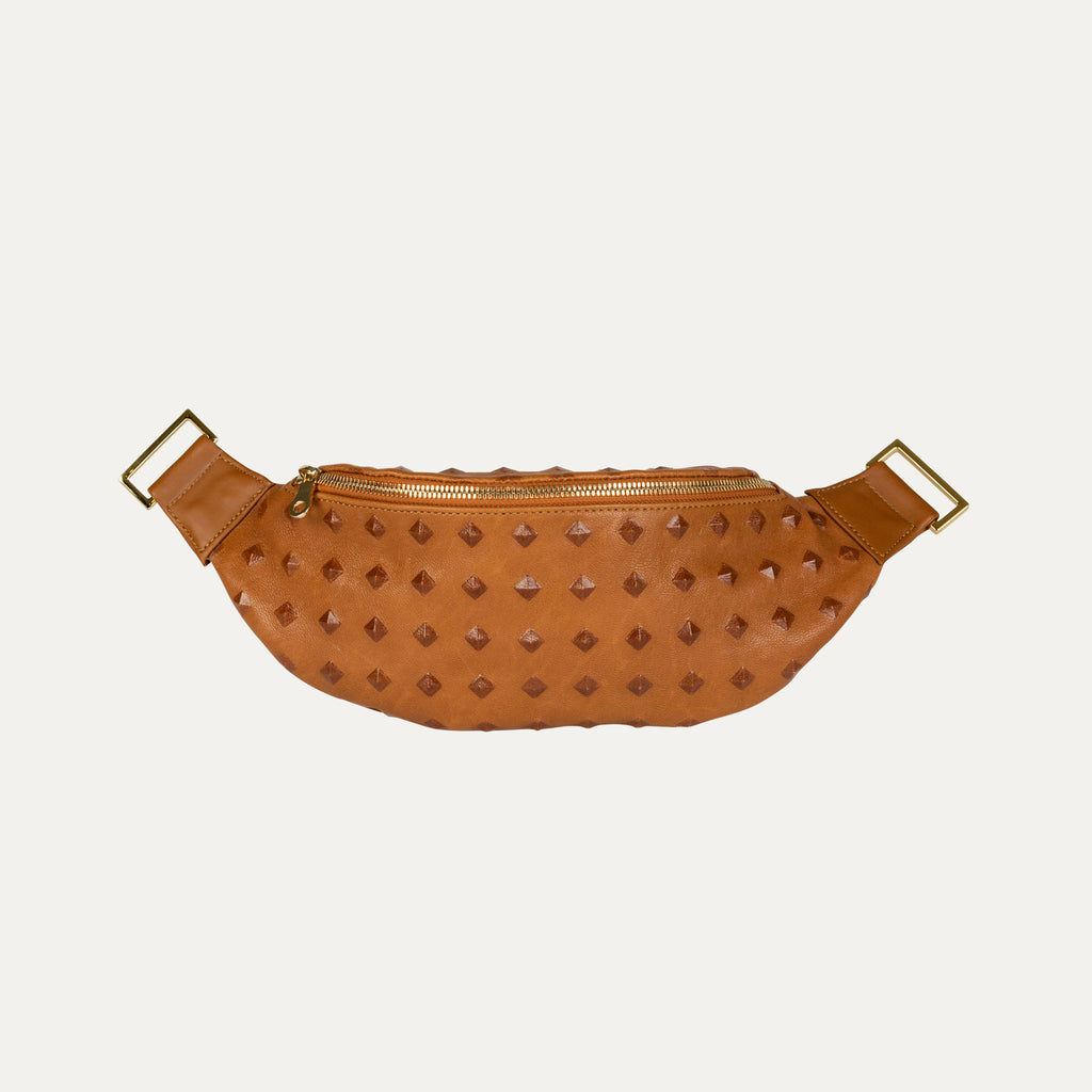 Cher Fanny Pack + Crossbody Bag | Cognac Lamb Skin+ Gold Hardware - PaulyJen