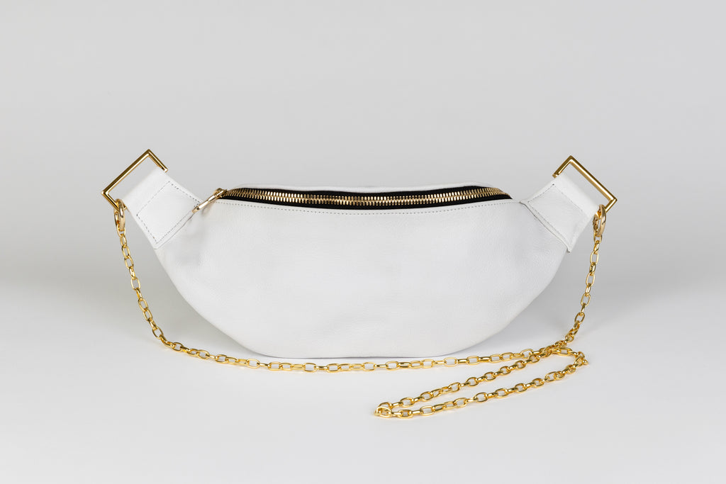 Fanny Pack + Crossbody Bag | White + Gold Hardware