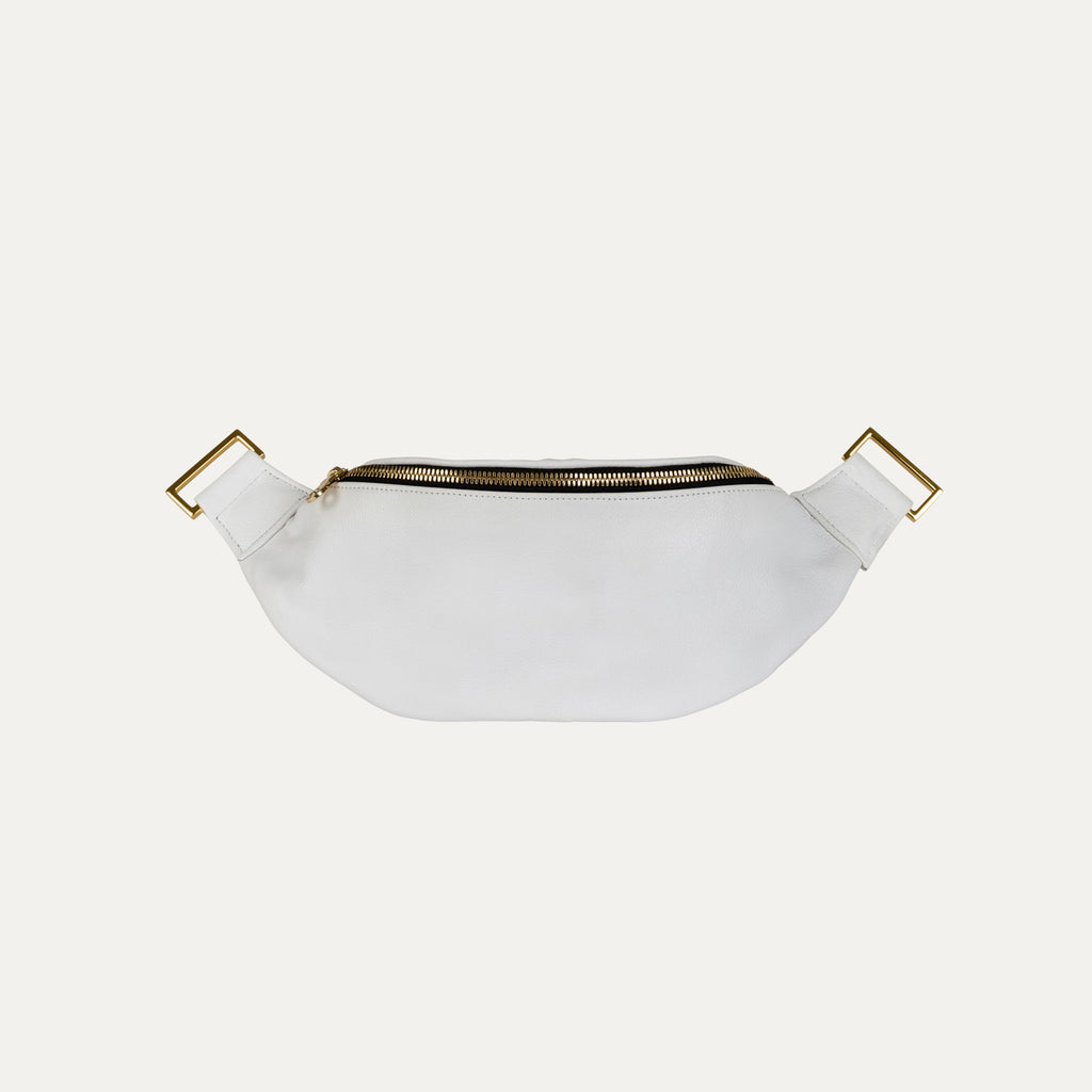 Fanny Pack + Crossbody Bag | White + Gold Hardware - PaulyJen