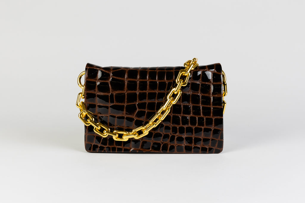 Belt Bag | Brown Print Patent Leather
