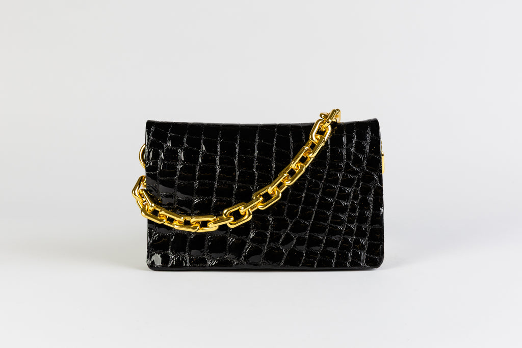 Belt Bag | Black Print Patent Leather