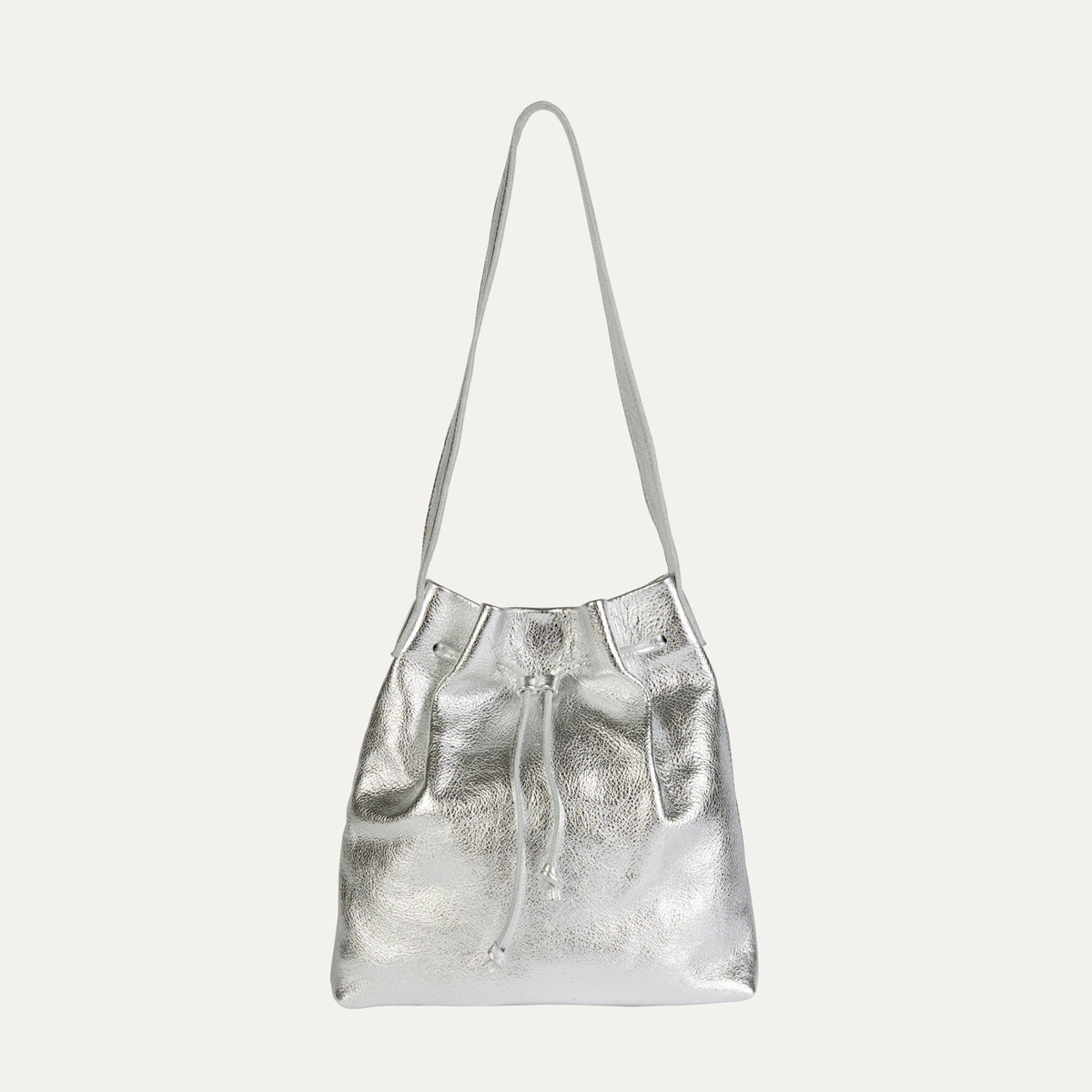 Shoulder Bag | Silver Metallic Leather - PaulyJen