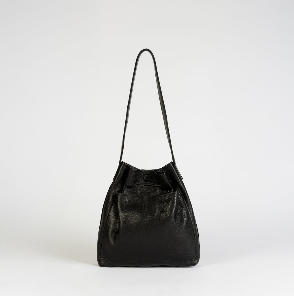 Medium Crossbody Boho Bag| Black Leather