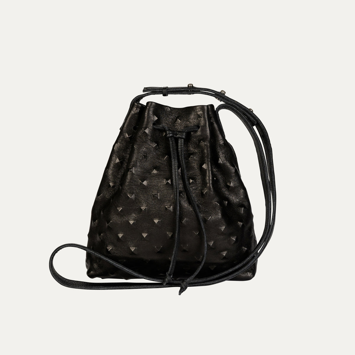 Mini Crossbody Tote |  "The Cher" Black Embossed Leather + Silver Hardware - PaulyJen