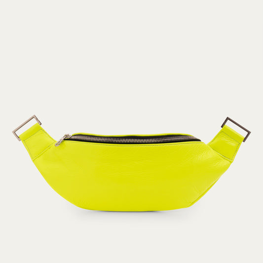 Fanny Pack + Crossbody Bag | Neon Yellow Leather + Silver Hardware - PaulyJen