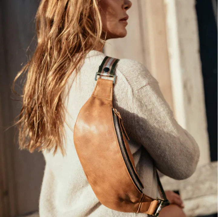 Crossbody Bag | Distressed Cognac Leather - PaulyJen