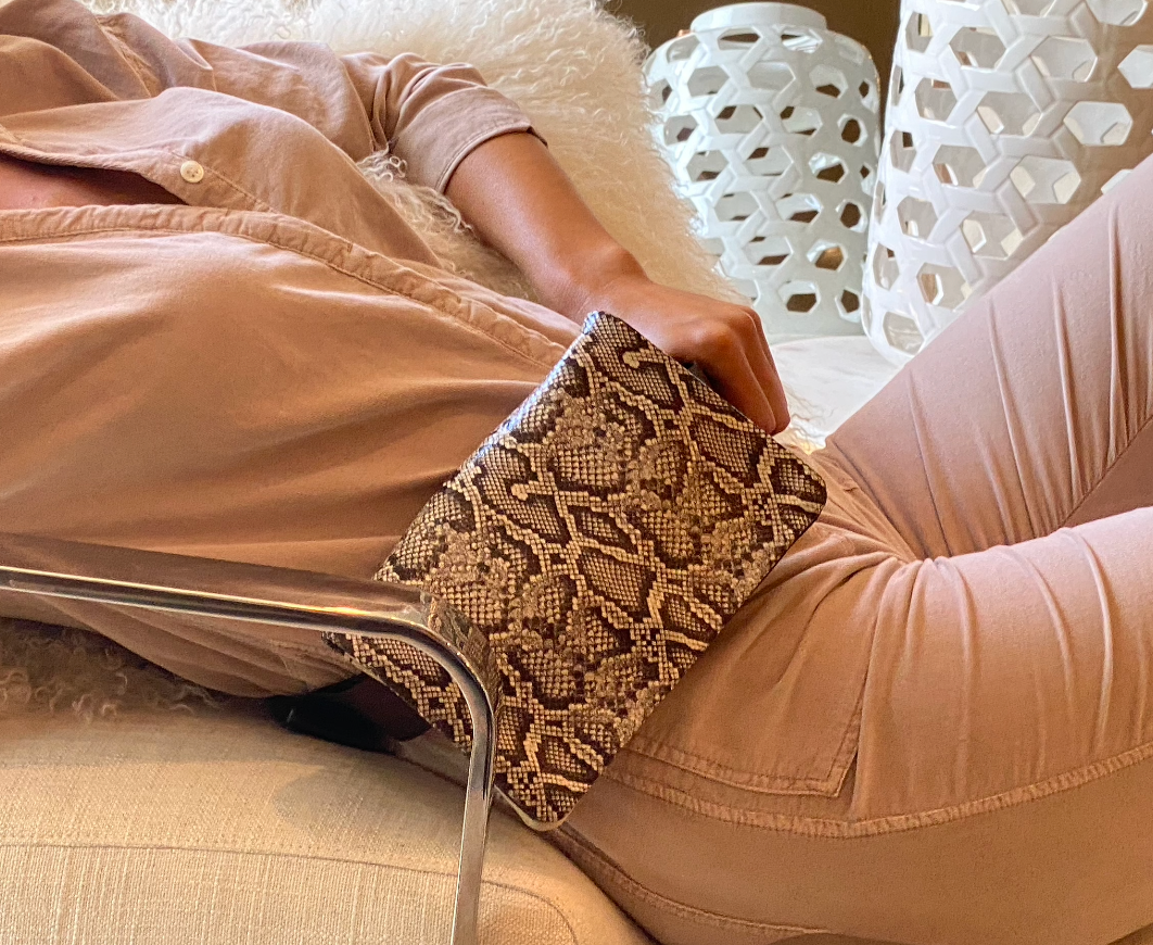 Belt Bag |Tan and Brown Snake Print Leather "The Stevie" - PaulyJen