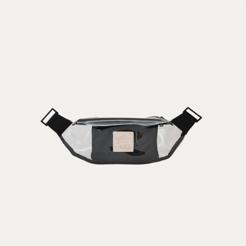 Clear Fanny Pack/Crossbody Bag with Black Leather + Black Hardware + Pauly Pouch Organizer - PaulyJen