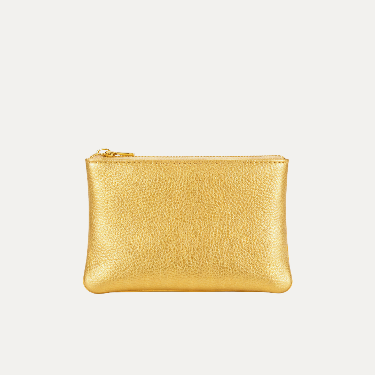 Pauly Pouch Organizer | Gold Metallic Leather + Gold Hardware - PaulyJen