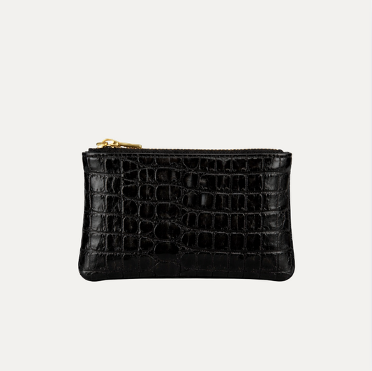 Pauly Pouch Organizer | Black Croc Patent Leather + Gold Hardware - PaulyJen