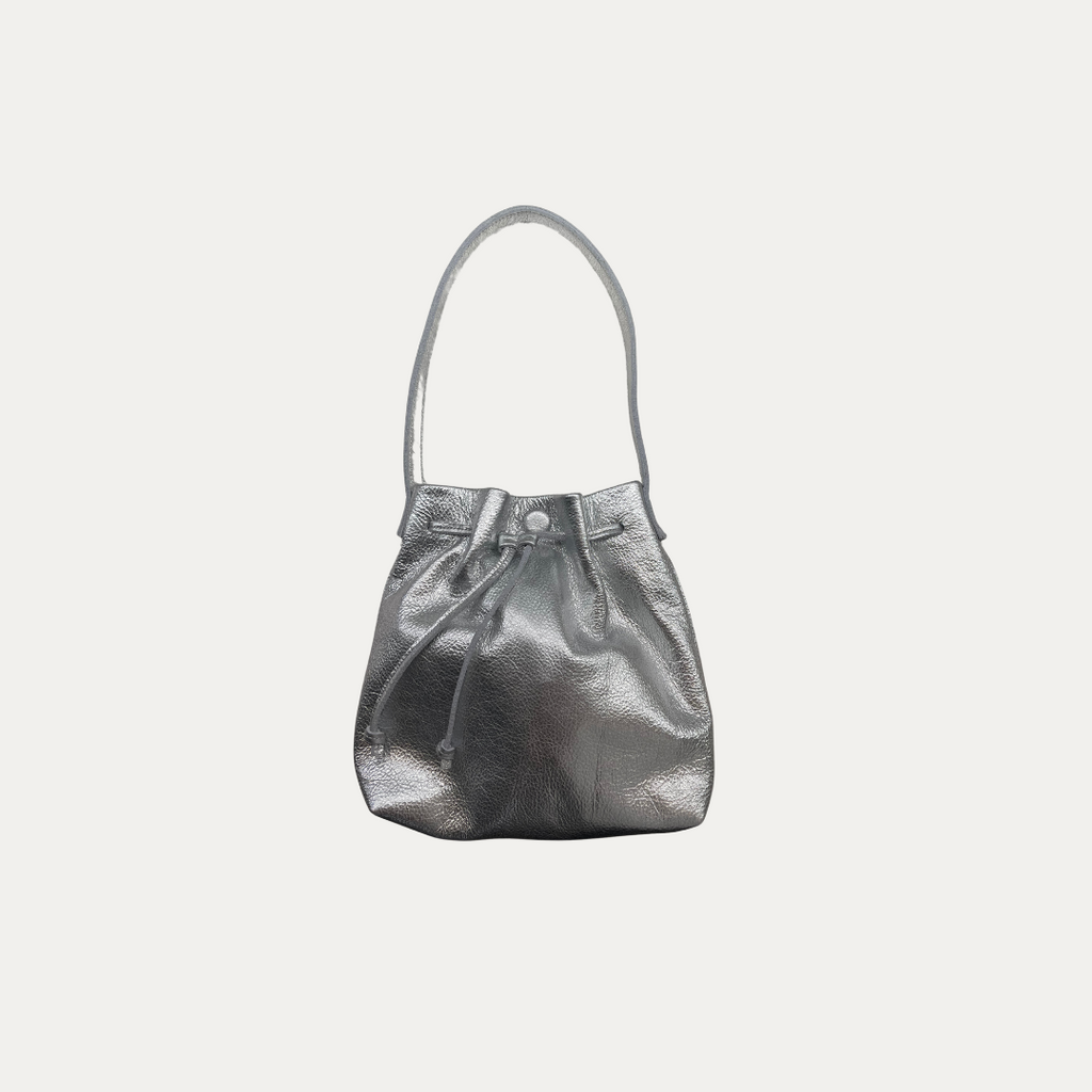 Shoulder Bag | Silver Metallic Leather - PaulyJen