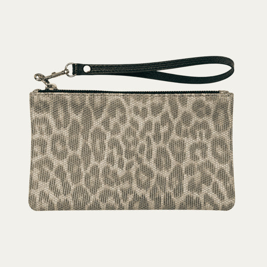 Pauly Phone Pouch | Tan Metallic Cheetah Print Leather "The Gloria"