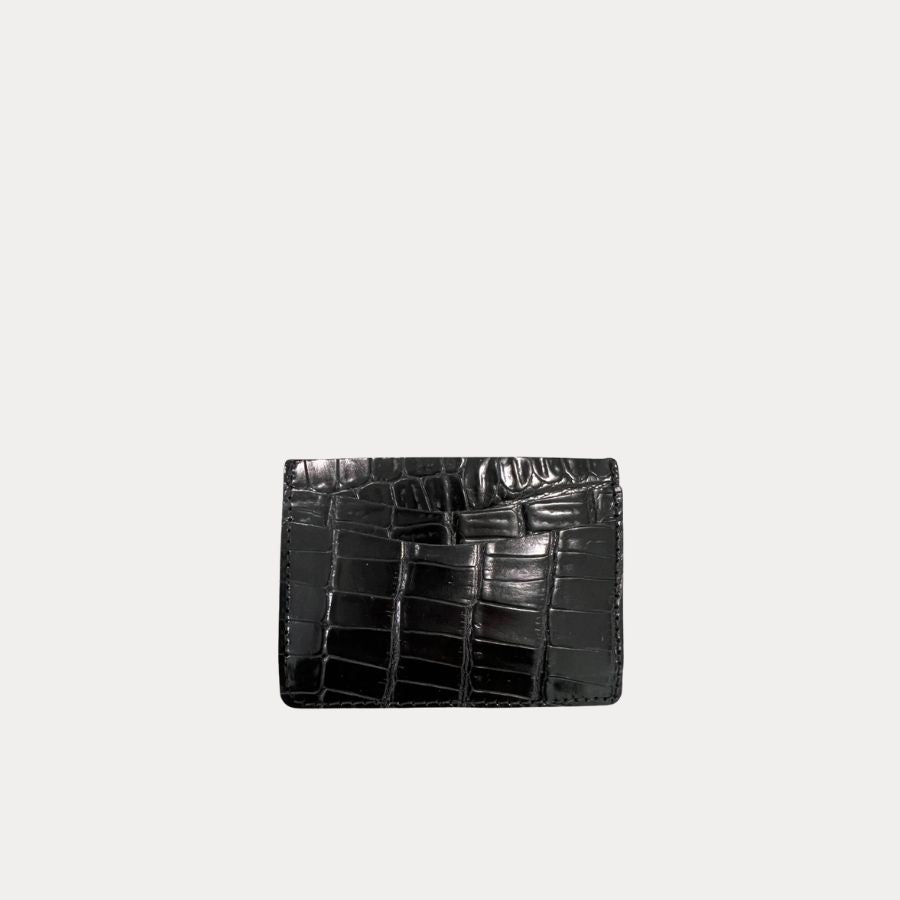 Card Holder | Black Croc Patent Leather