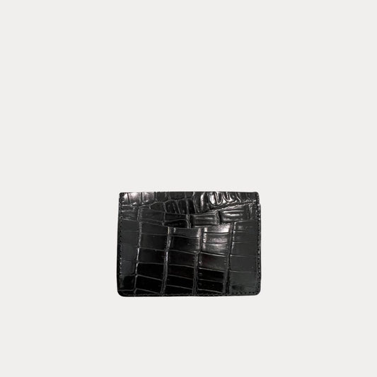 Card Holder | Black Croc Patent Leather