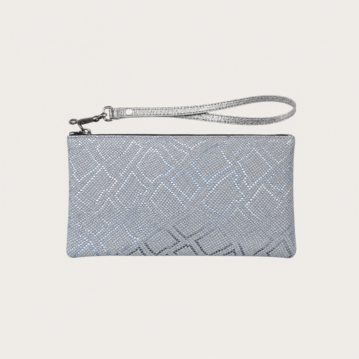 Pauly Phone Pouch with Strap Attachment | Silver Snake Print