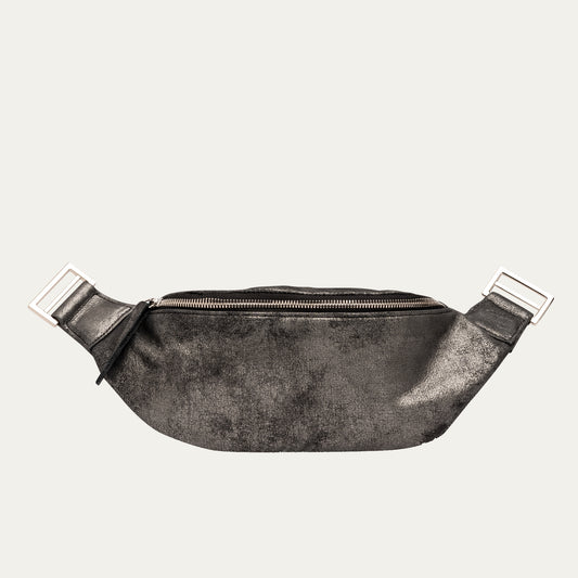 Fanny Pack + Crossbody Bag | Black Metallic + Silver Hardware - PaulyJen