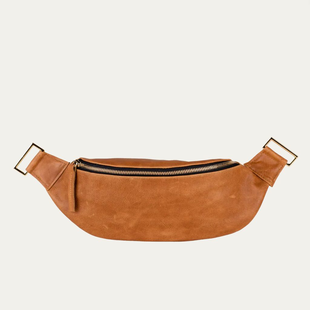 Cognac Leather with Gold Hardware Crossbody and Fanny Pack - PaulyJen