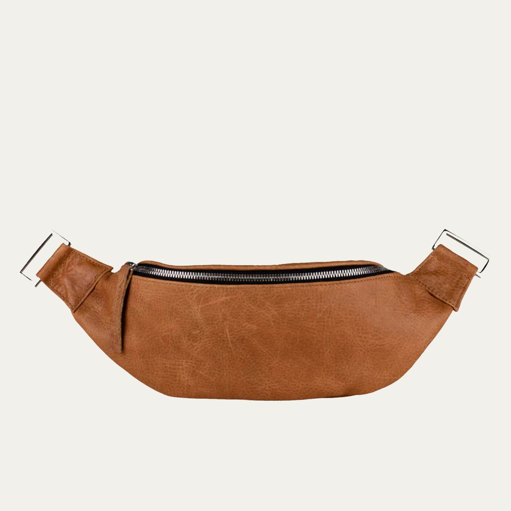 Cognac Leather with Silver Hardware Crossbody and Fanny Pack - PaulyJen
