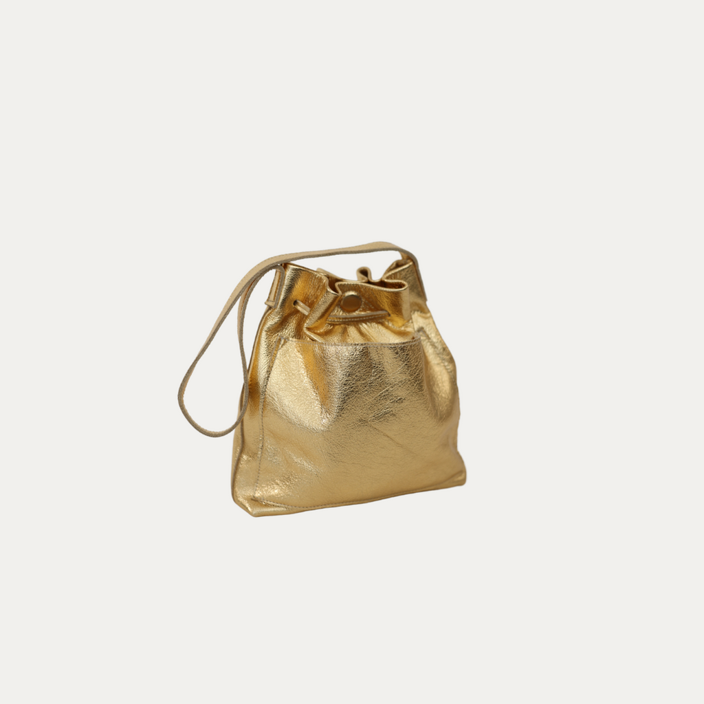 Shoulder Bag | Gold Metallic Leather - PaulyJen