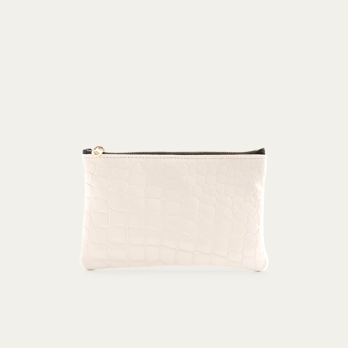 Pauly Pouch Organizer | White Croc Patent Leather + Gold Hardware - PaulyJen