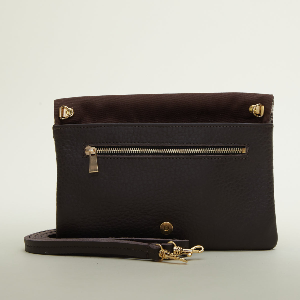 Tan and Brown Snake Print Leather/The Stevie Belt Bag - PaulyJen