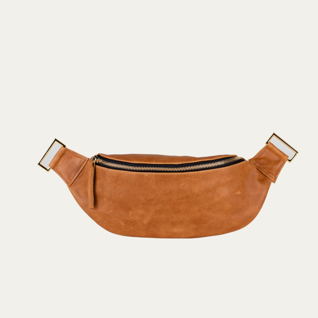 Cognac Leather with Gold Hardware Crossbody and Fanny Pack - PaulyJen