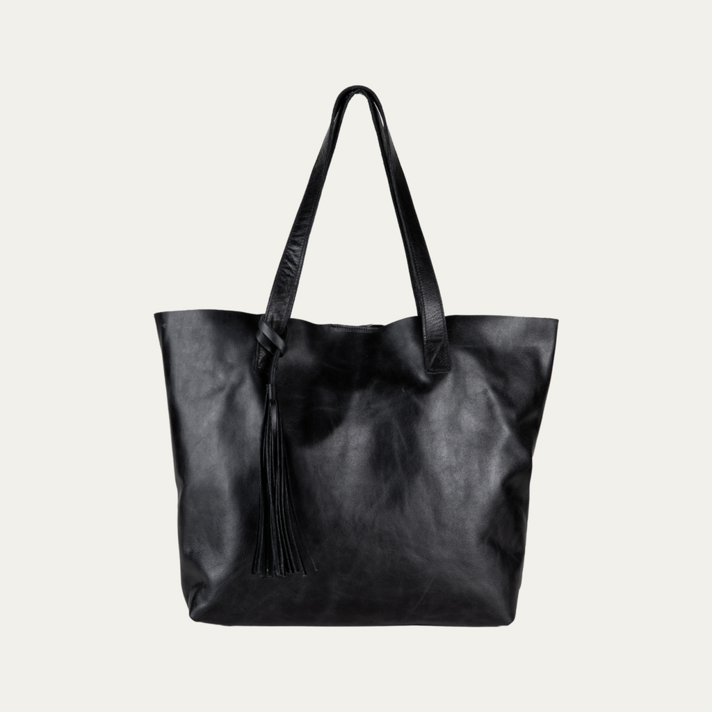 Black Leather/Austin Tote Bag - PaulyJen