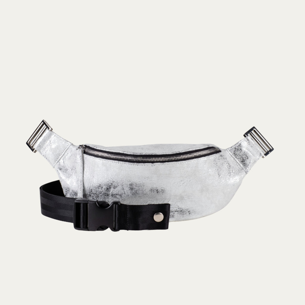 White Silver Metallic with Silver Hardware Crossbody and Fanny Pack - PaulyJen