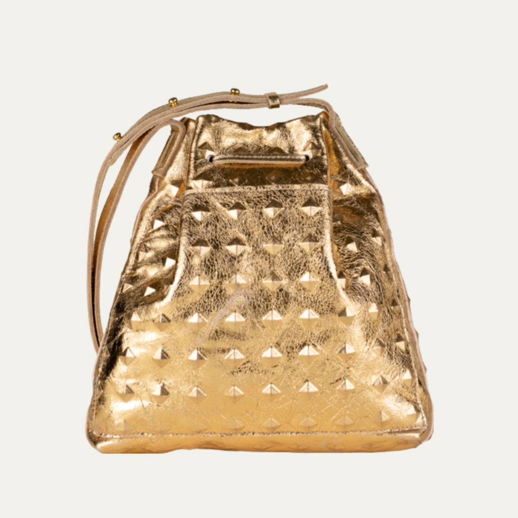 Gold Metallic Leather with Gold Hardware The Cher Mini Crossbody Tote - PaulyJen